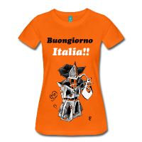 Moka Bialetti Coffee Express T-shirts Orange - Designed in Italy